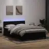 Atsperu Gulta Ar Matraci, Led, Melna Samts, 140X210 Cm Vidaxl