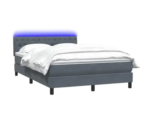 Atsperu Gulta Ar Matraci, Led, Tumši Pelēka Samts, 160X210 Cm Vidaxl