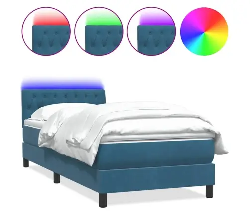 Lova Su Spyruokliniu/Čiužiniu/Led, Tamsiai Mėlyna, 80X220 cm Aksomas