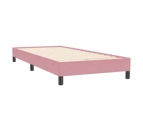 Atsperu Gulta Ar Matraci, Led, Rozā Samts, 90X220 Cm Vidaxl