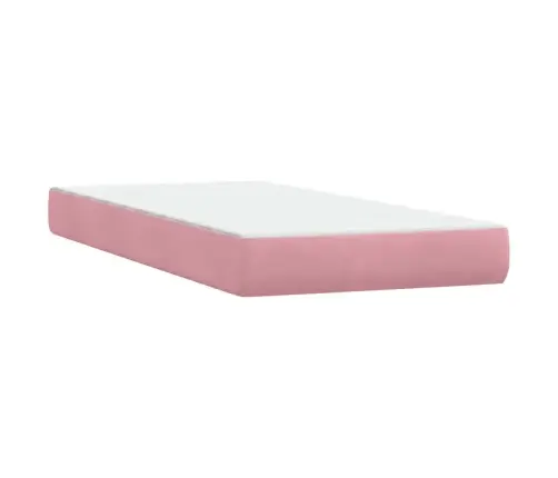 Atsperu Gulta Ar Matraci, Led, Rozā Samts, 90X220 Cm Vidaxl