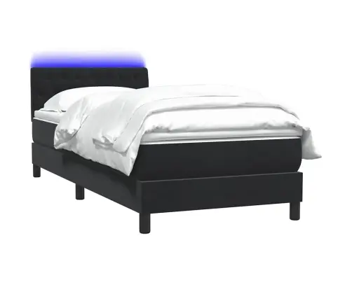 Atsperu Gulta Ar Matraci, Led, Melna Samts, 100X220 Cm Vidaxl