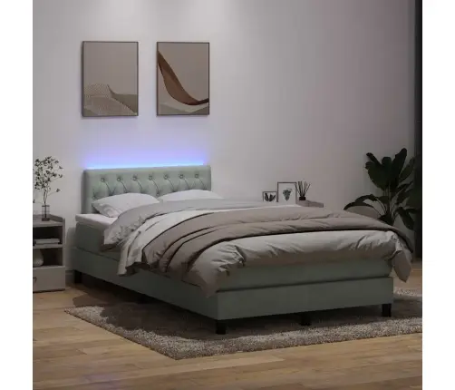 Kontinentaalvoodi Madrats Ja Led, Helehall, 120X220 cm Samet