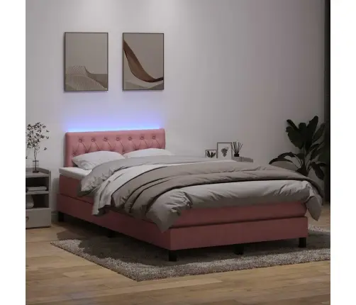 Kontinentaalvoodi Madrats Ja Led Roosa 120X220 Cm Samet