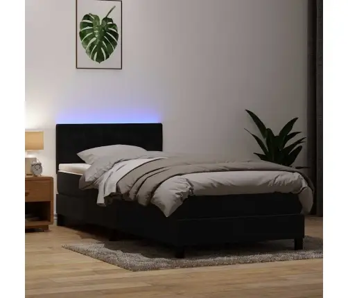 Kontinentaalvoodi Madrats Ja Led, Must, 90X210 cm Samet