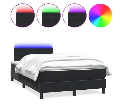 Atsperu Gulta Ar Matraci, Led, Melna Samts, 120X210 Cm Vidaxl