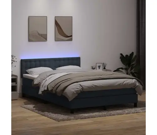 Atsperu Gulta Ar Matraci, Led, Tumši Pelēka Samts, 140X210 Cm Vidaxl