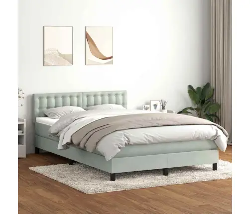 Kontinentaalvoodi Madrats Ja Led, Helehall, 160X210 cm Samet
