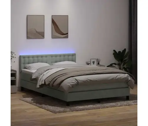Kontinentaalvoodi Madrats Ja Led, Helehall, 160X210 cm Samet