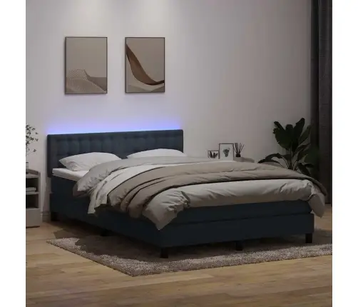 Atsperu Gulta Ar Matraci, Led, Tumši Pelēka Samts, 160X210 Cm Vidaxl
