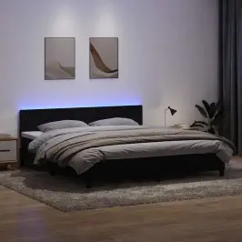 Atsperu Gulta Ar Matraci, Led, Melna Samts, 180X210 Cm Vidaxl