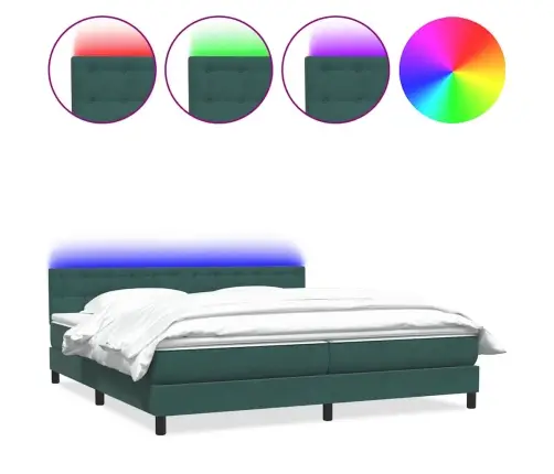 Kontinentaalvoodi Madrats Ja Led, Tumeroheline, 180X210 cm Samet