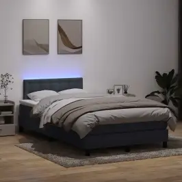 Atsperu Gulta Ar Matraci, Led, Tumši Pelēka Samts, 120X220 Cm Vidaxl