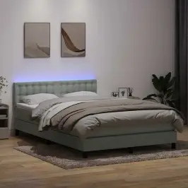 Kontinentaalvoodi Madrats Ja Led, Helehall, 160X220 cm Samet