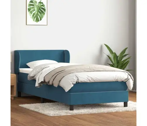 Box Vedruvoodi Madratsiga Tumesinine 80X210 Cm Samet