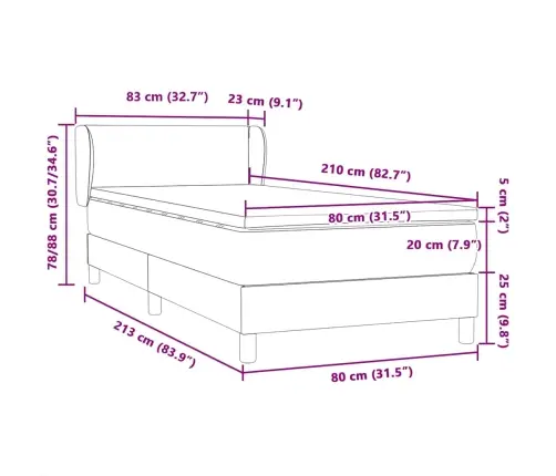 Box Vedruvoodi Madratsiga Tumesinine 80X210 Cm Samet