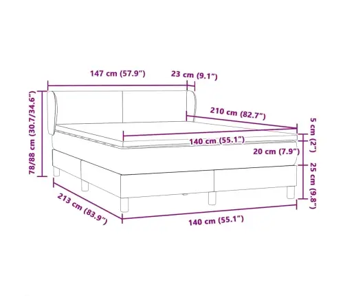 Kontinentaalvoodi Madratsiga, Helehall, 140X210 cm Samet