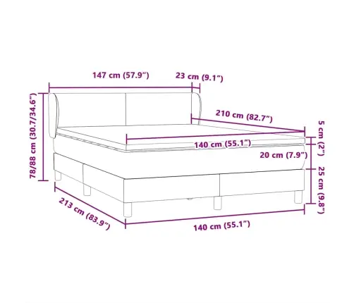 Lova Su Spyruoklėmis Ir Čiužiniu, Juoda, 140X210 cm Aksomas