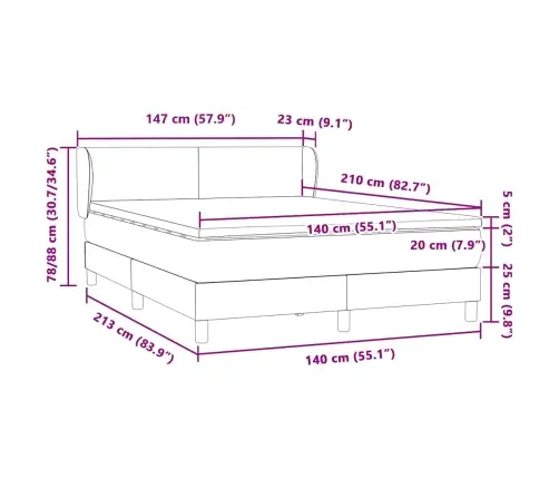 Atsperu Gulta Ar Matraci, Tumši Zils Samts, 140X210 Cm Vidaxl
