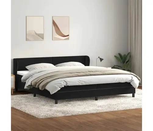 Box Spring Lova Su Čiužiniais Juoda 180X210 Cm Aksomas