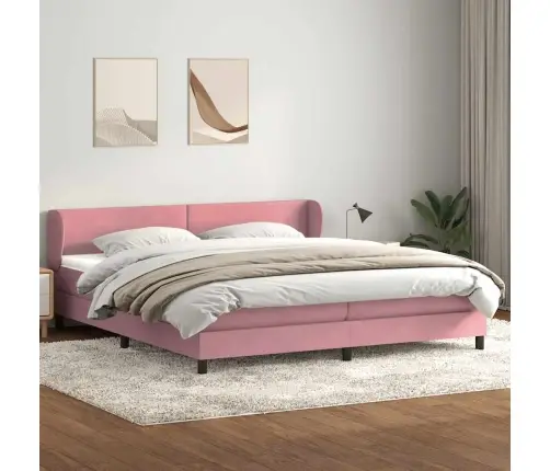 Box Spring Lova Su Čiužiniais Rožinis 180X210 Cm Velvet