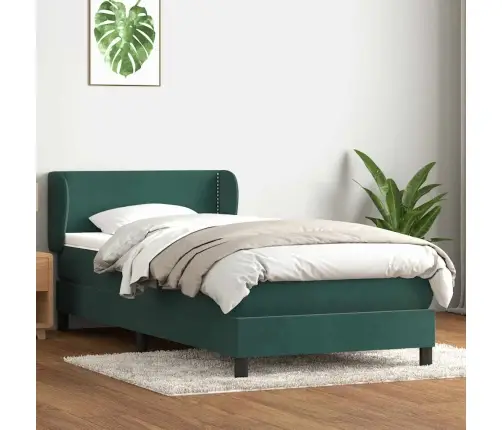 Box Vedruvoodi Madratsiga Tumeroheline 90X210 Cm Samet