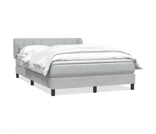 Lova Su Spyruoklėmis Ir Čiužiniu, Pilka, 140X210 cm Aksomas