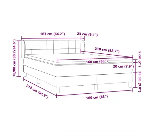 Atsperu Gulta Ar Matraci, Rozā Samts, 160X210 Cm Vidaxl