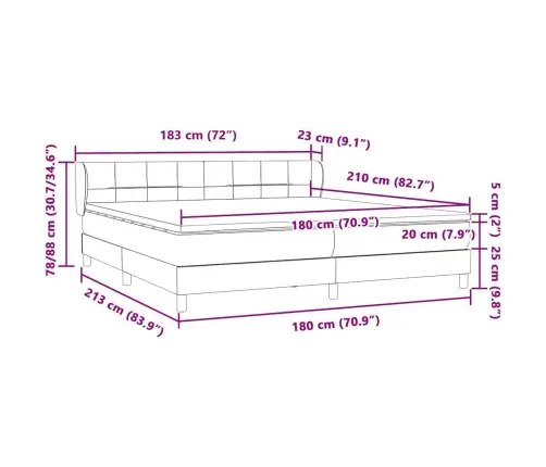 Box Spring Lova Su Čiužiniais Šviesiai Pilka 180X210 Cm Aksomas