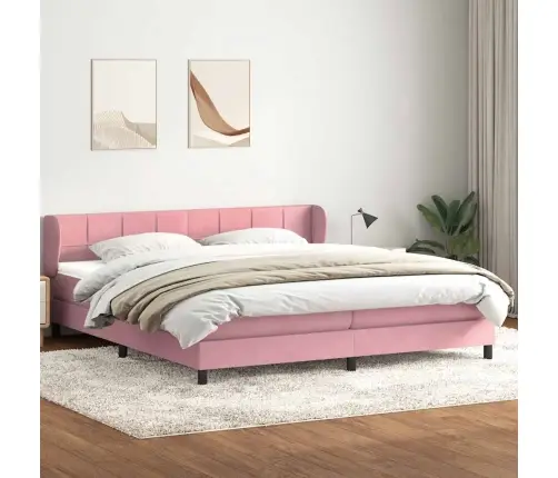Box Spring Gulta Ar Matračiem Rozā 180X210 Cm Velvet Vidaxl