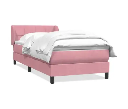 Atsperu Gulta Ar Matraci, Rozā Samts, 80X220 Cm Vidaxl