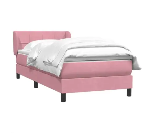 Atsperu Gulta Ar Matraci, Rozā Samts, 80X220 Cm Vidaxl