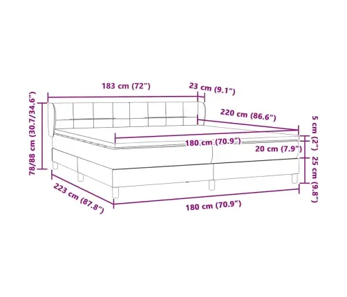 Atsperu Gulta Ar Matračiem, Tumši Pelēka Samts, 180X220 Cm Vidaxl