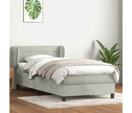 Box Spring Gulta Ar Matraci Gaiši Pelēks 80X210 Cm Velvet Vidaxl