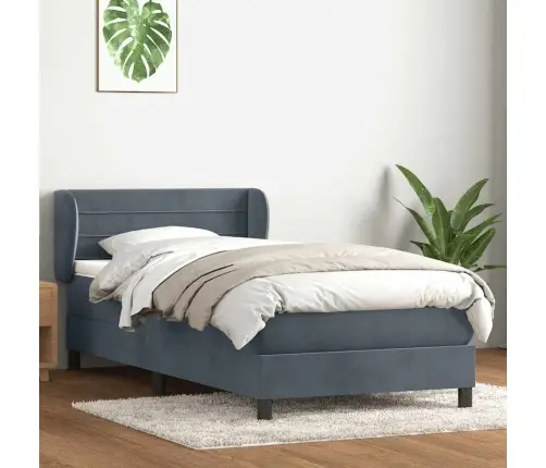 Kontinentaalvoodi Madratsiga, Tumehall, 90X210 cm Samet