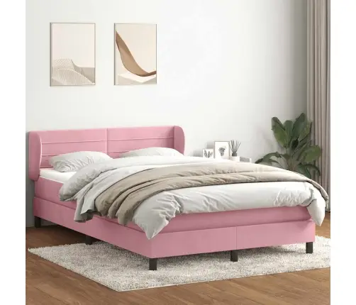 Box Vedruvoodi Madratsiga Roosa 160X220 Cm Samet