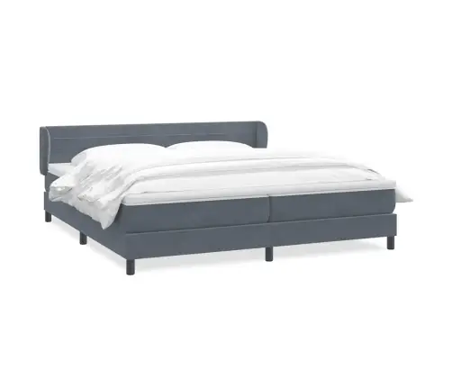 Kontinentaalvoodi Madratsitega, Tumehall, 180X220 cm Samet