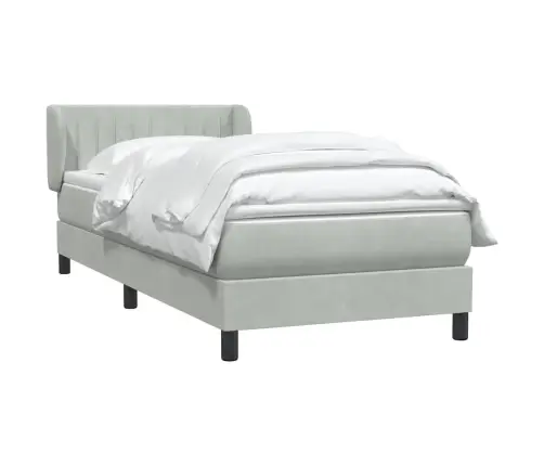 Box Spring Lova Su Čiužiniu Šviesiai Pilka 90X210 Cm Velvet