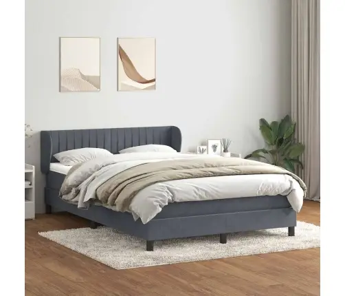 Atsperu Gulta Ar Matraci, Tumši Pelēka Samts, 160X210 Cm Vidaxl