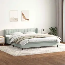 Box Spring Gulta Ar Matračiem Gaiši Pelēks 180X210 Cm Samts Vidaxl Box Spring Gulta Ar Matračiem Gaiši Pelēks 180X210 Cm Samts Vidaxl