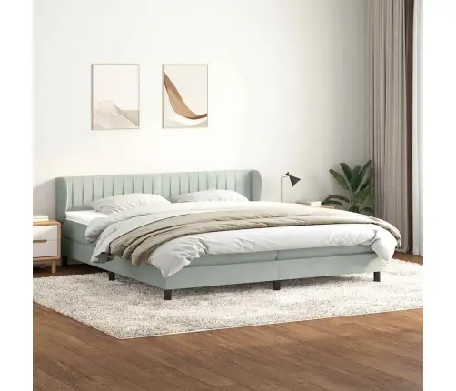 Box Spring Lova Su Čiužiniu Šviesiai Pilka 180X220 Cm Aksomas