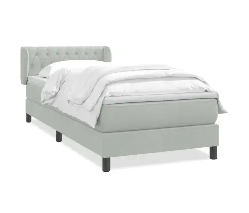 Atsperu Gulta Ar Matraci, Gaiši Pelēka Samts, 90X220 Cm Vidaxl