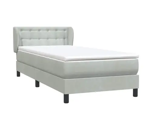 Box Vedruvoodi Madratsiga Helehall 90X210 Cm Samet