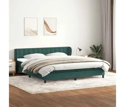 Box Vedruvoodi Madratsitega Tumeroheline 180X210 Cm Samet