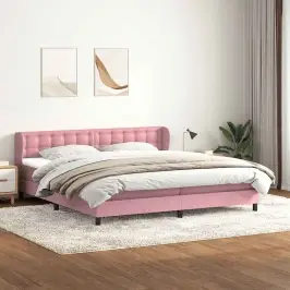 Box Spring Lova Su Čiužiniais Rožinis 180X210 Cm Velvet
