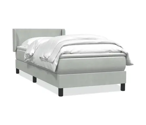 Box Spring Gulta Ar Matraci Gaiši Pelēks 80X210 Cm Velvet Vidaxl