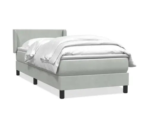 Box Spring Lova Su Čiužiniu Šviesiai Pilka 90X210 Cm Velvet