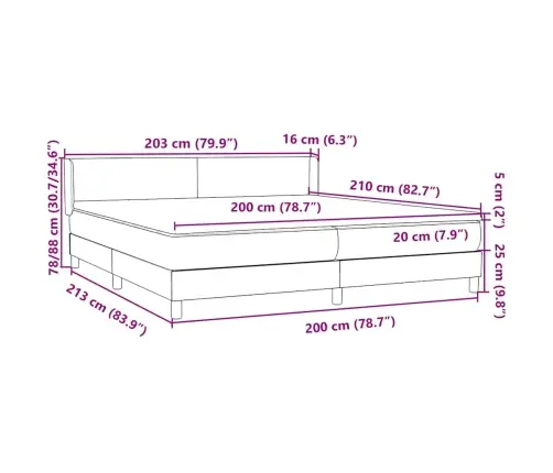 Box Spring Gulta Ar Matrača Tumši Pelēka 200X210 Cm Samts Vidaxl