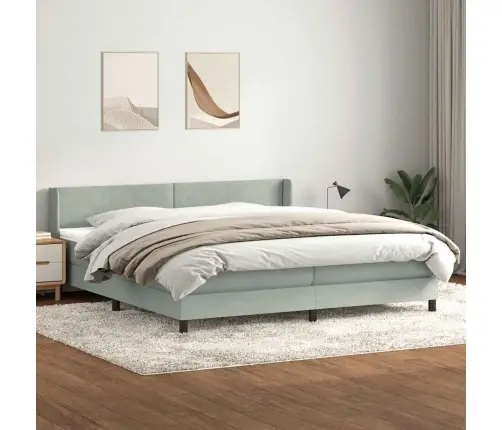 Kontinentaalvoodi Madratsiga, Helehall, 180X220 cm Samet