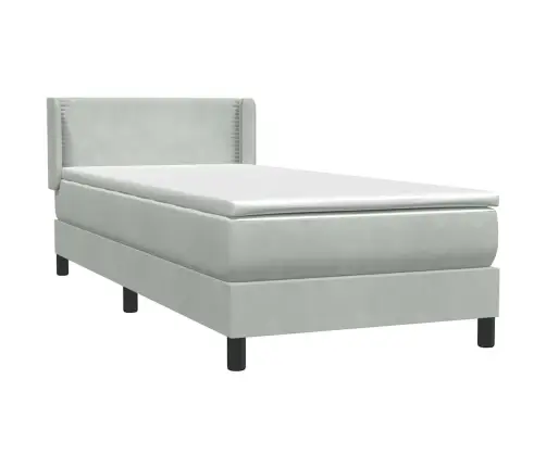 Box Spring Gulta Ar Matraci Gaiši Pelēks 80X210 Cm Velvet Vidaxl